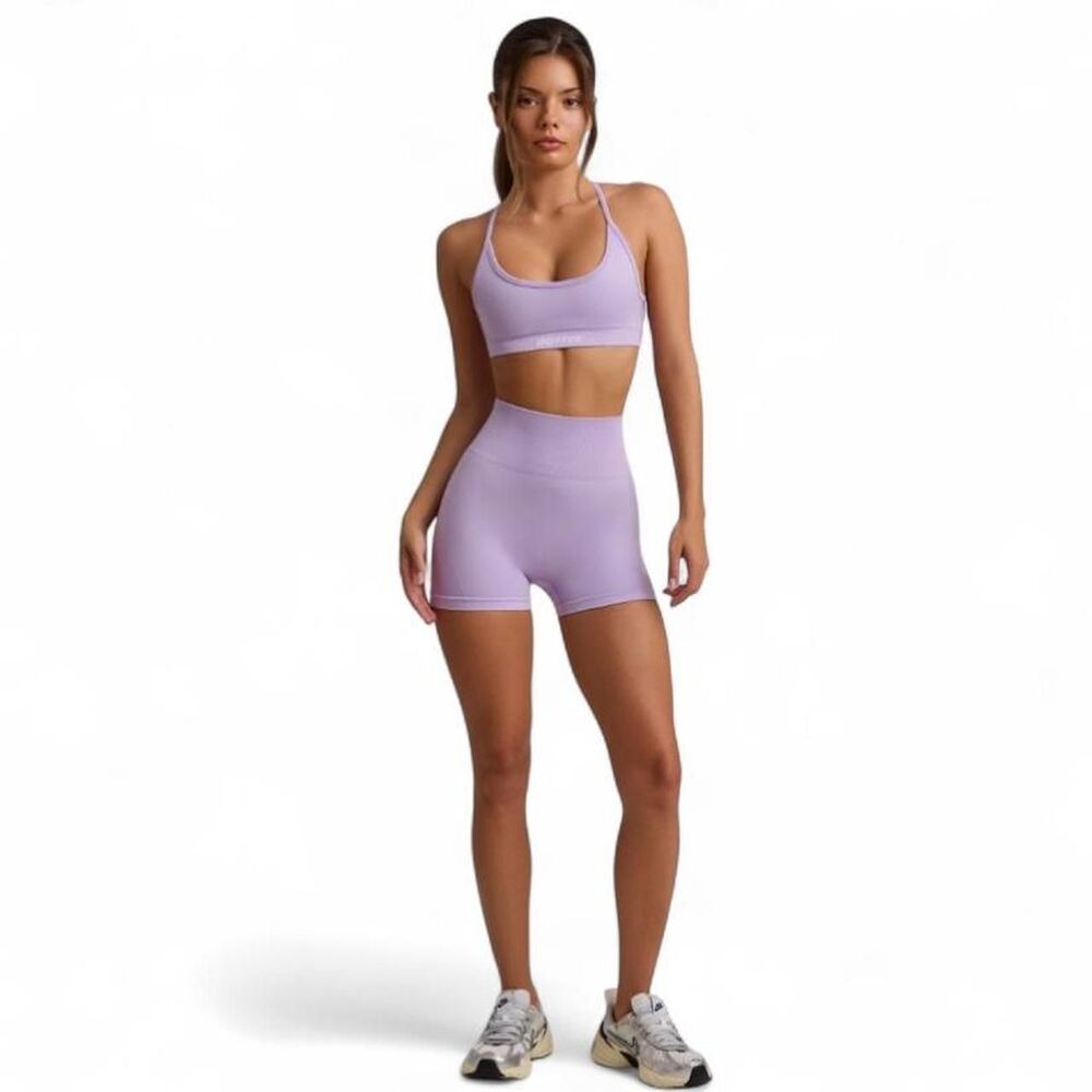Bo+Tee Super Sculpt Seamless Mini Shorts in Soft Lilac Purple - Size XS